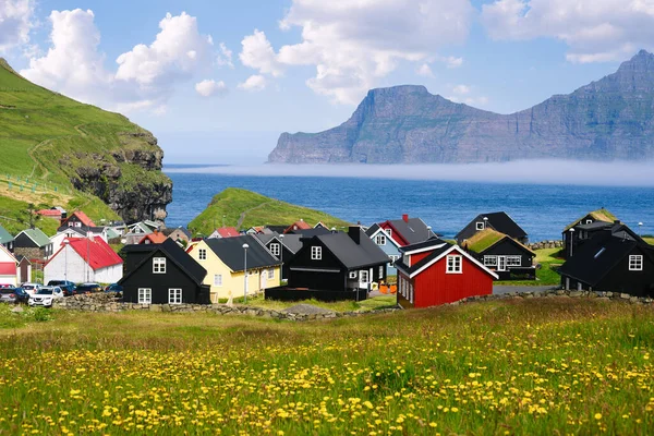 Villaggio Gjogv Sull Isola Eysturoy Isole Faroe Case Colorate Scandinave — Foto Stock