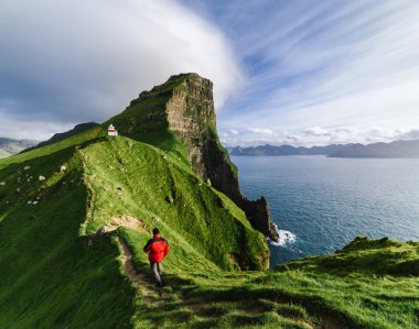 Kallur Lighthouse Hike on the island Kalsoy, Faroe Islands clipart