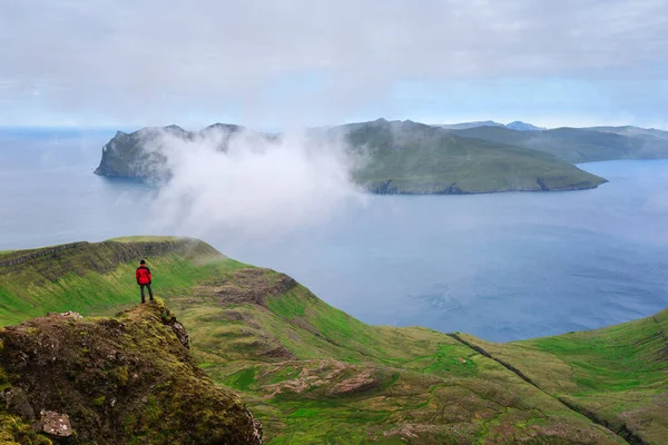 Hiking Streymoy Island Faroe Islands View Sornfelli Mountain Vagar Island — Stock Photo, Image