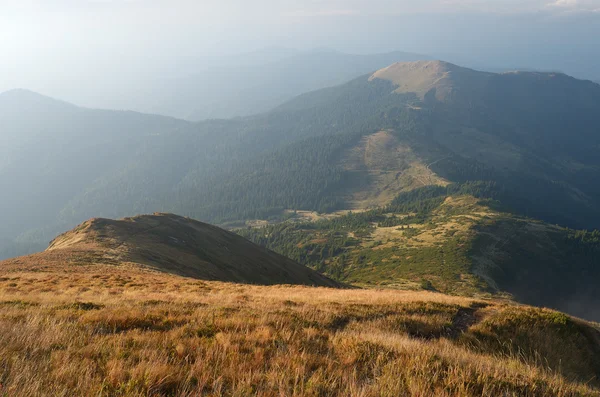 Paesaggio autunnale con nebbia — Foto Stock