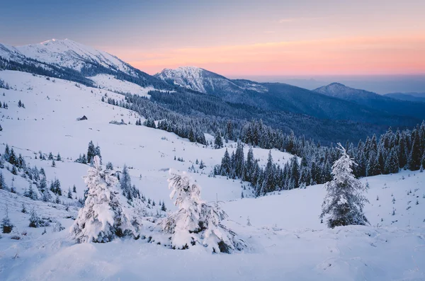 Vista de Navidad en las montañas — Foto de Stock