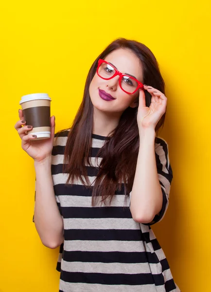 Woman with cup of coffee — Stock Photo, Image