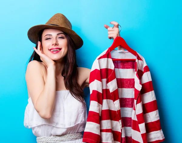 Retrato de la joven con chaqueta —  Fotos de Stock