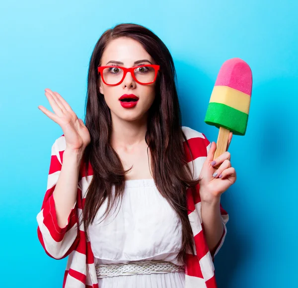 Portrait of the young woman with toy — Stock Photo, Image