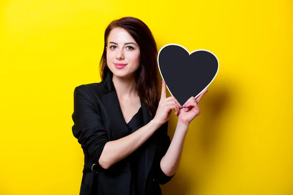 Portrait of the young woman with board — Stock Photo, Image