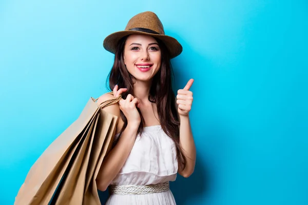 Portrait of the young woman with shopping bags — Stock Photo, Image