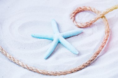 Kum üzerinde mavi deniz yıldızı