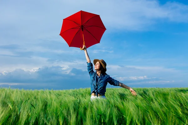 Young woman with  umbrella — Stock Photo, Image