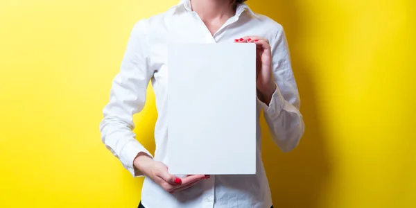 Young woman with board — Stock Photo, Image