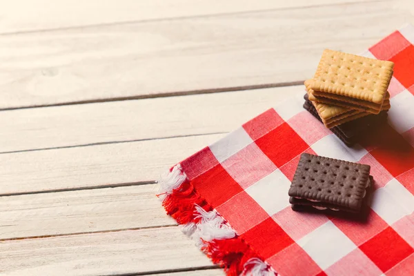 Delicious cookies on the tablecloth — Stock Photo, Image