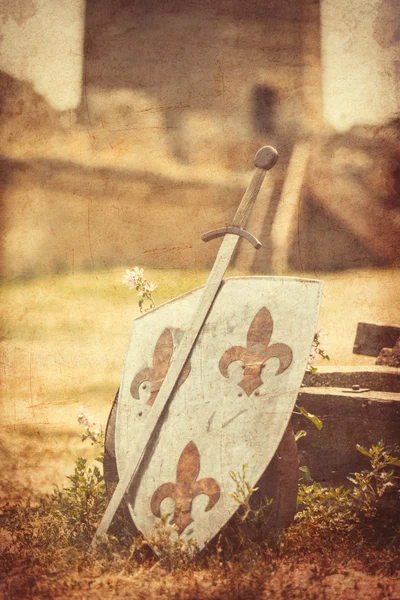 剑与盾的视图 — 图库照片