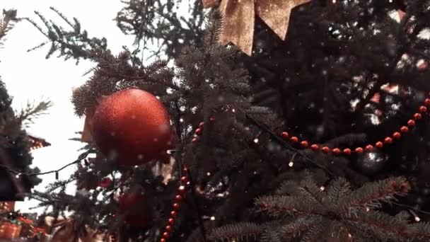 Decorazione Dell Albero Natale Bagattelle Sul Mercato Breslavia Polonia — Video Stock