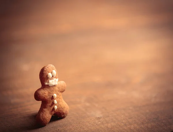 Gingerbread Man Mask Wooden Table — Stock Photo, Image