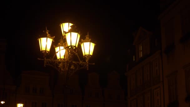 Wroclaw Poland November 2020 Vintage Street Lantern Night — Stock Video