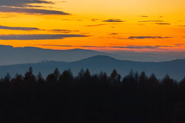 Beautiful View Sunset Sudetes Mountains Poland — Stock Photo, Image