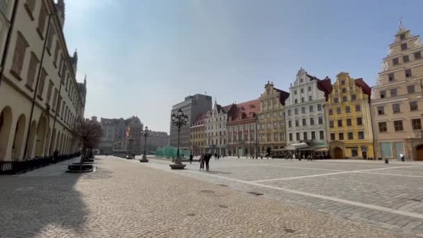 Wrocław Polska Marca 2021 Widok Centralny Plac Miasta Podczas Zamknięcia — Wideo stockowe