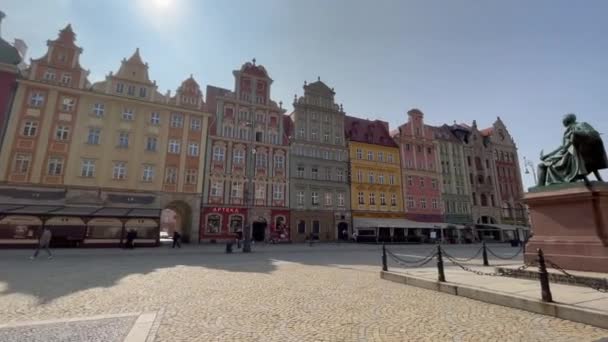 Vratislav Polsko Března 2021 Pohled Centrální Náměstí Města Při Uzamčení — Stock video