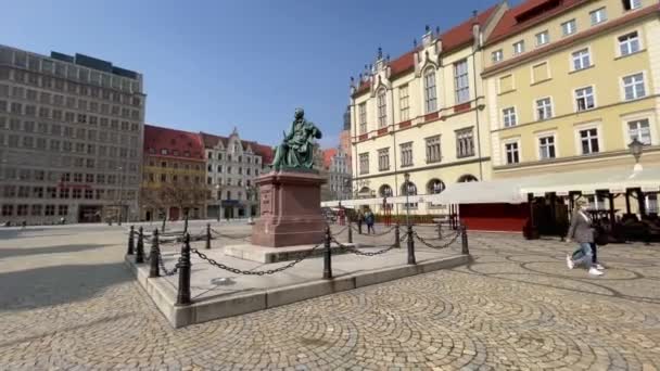 Breslau Polen März 2021 Blick Auf Den Zentralen Platz Der — Stockvideo
