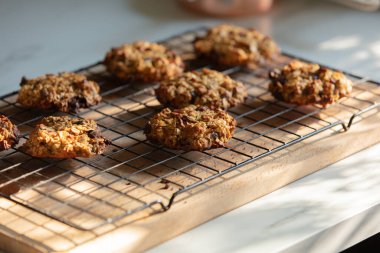 cookies on a wire rack in the kitchen 