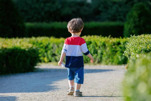 Menino Pequeno Andando Beco Parque — Fotografia de Stock