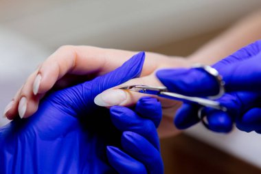 İş için makas kullanan manikür ustası