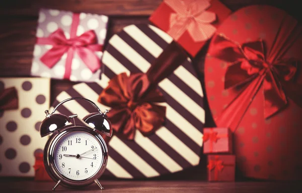 Vintage clock on christmas background — Stock Photo, Image