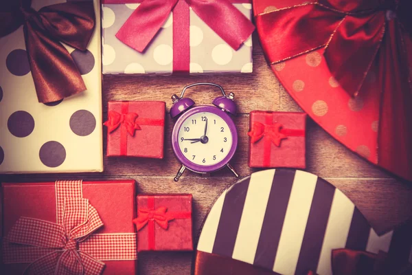 Vintage clock on christmas background — Stock Photo, Image