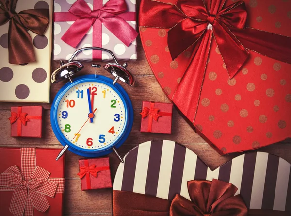 Vintage clock on christmas background — Stock Photo, Image