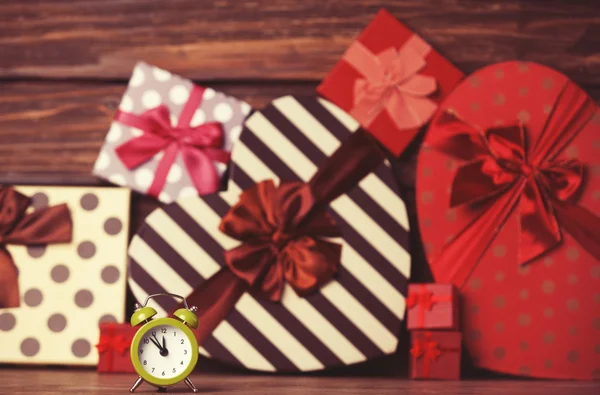 Vintage clock on christmas background — Stock Photo, Image