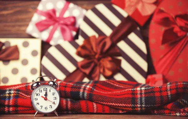 Vintage clock on christmas background — Stock Photo, Image