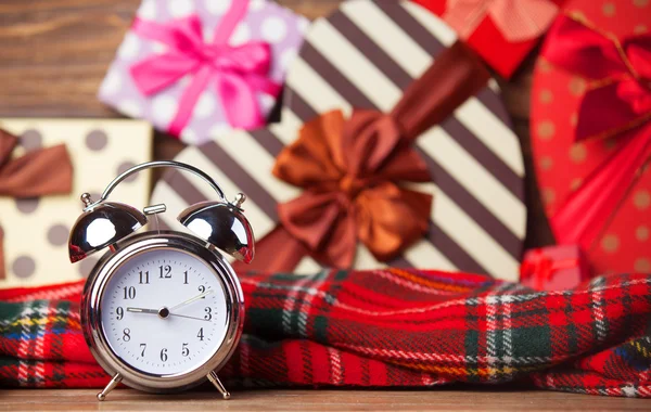 Vintage clock on christmas background — Stock Photo, Image