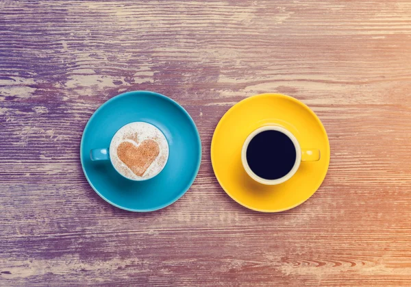 Two cup of coffee on a table. — Stock Photo, Image