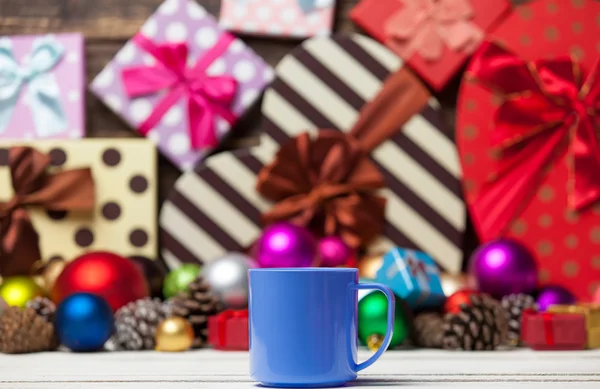 Cup on christmas background. — Stock Photo, Image