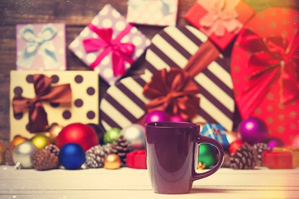 Cup on christmas background. — Stock Photo, Image