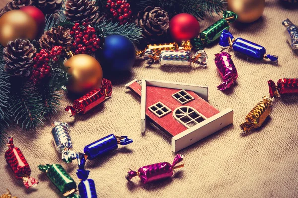 Christmas home toys and gifts. — Stock Photo, Image