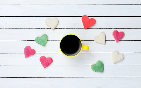 Xícara de café e biscoitos — Fotografia de Stock