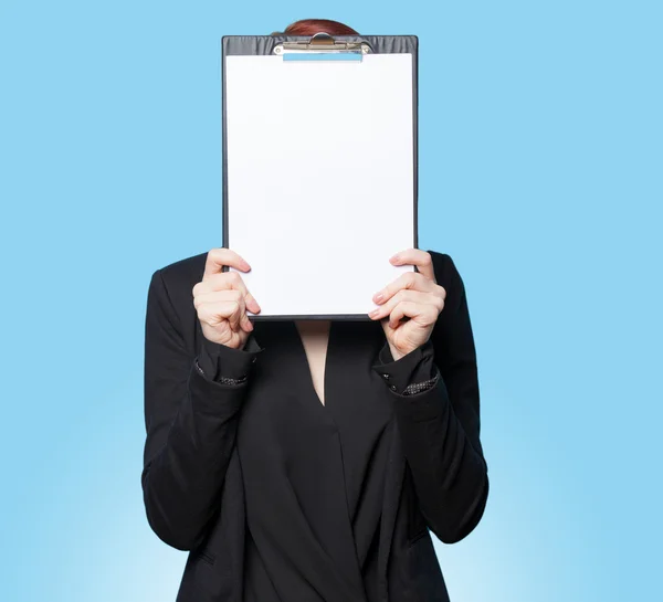 Geschäftsfrauen verstecken sich hinter Tablet — Stockfoto