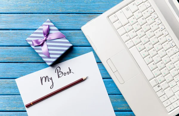 Pencil and paper with My Book inscription — Stock Photo, Image