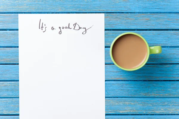 Kawa i papieru z napisem — Zdjęcie stockowe