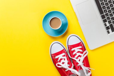 Lastikbotlar Kupası ve dizüstü bilgisayarla 