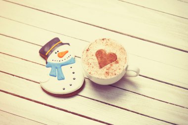 Fincan kahve ve Noel gingerbread