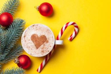 Cup of coffee and christmas candy clipart