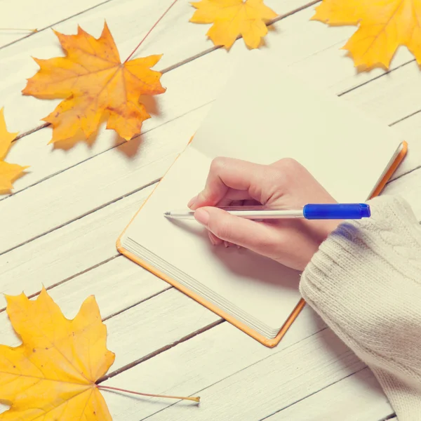 Vrouwelijke hand schrijven — Stockfoto