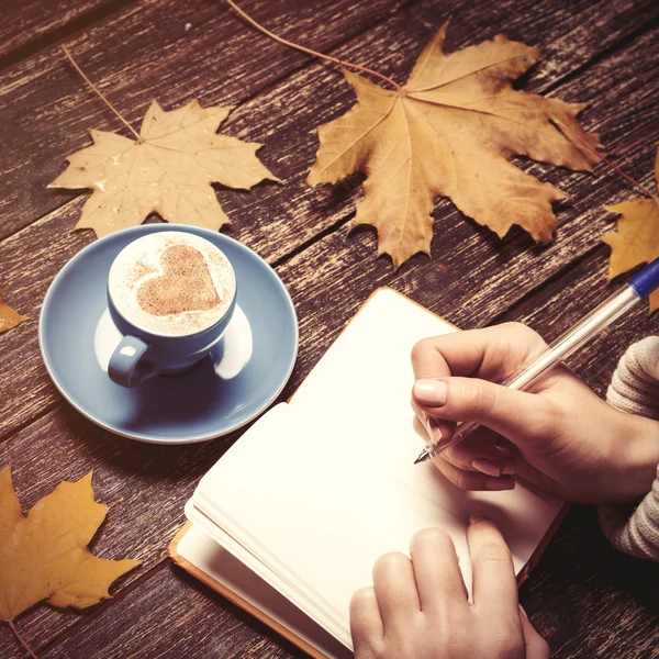 Mano femminile scrivere qualcosa — Foto Stock