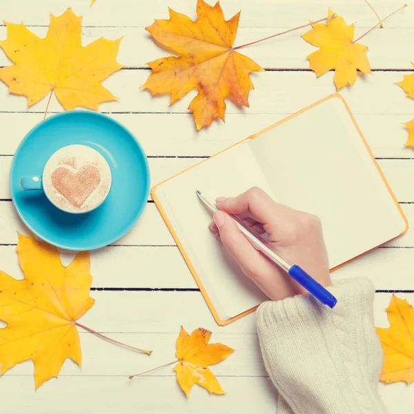 Mano femminile scrivere qualcosa — Foto Stock