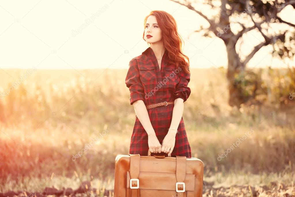 Beautiful girl in plaid dress