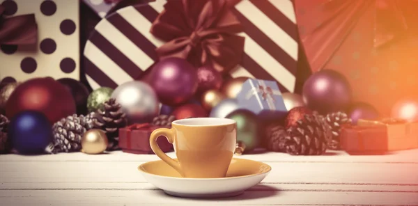 Cup on christmas background. — Stock Photo, Image