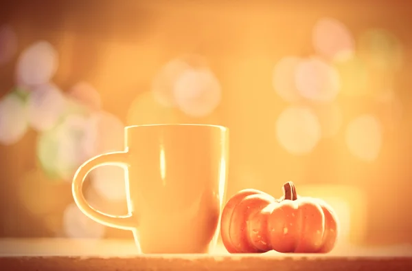 Pumpkin and cup of coffee — Stock Photo, Image
