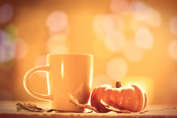 Pumpkin and cup of coffee — Stock Photo, Image
