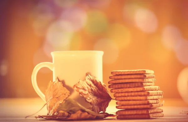 Cup of tea or coffee and cookies — Stock Photo, Image